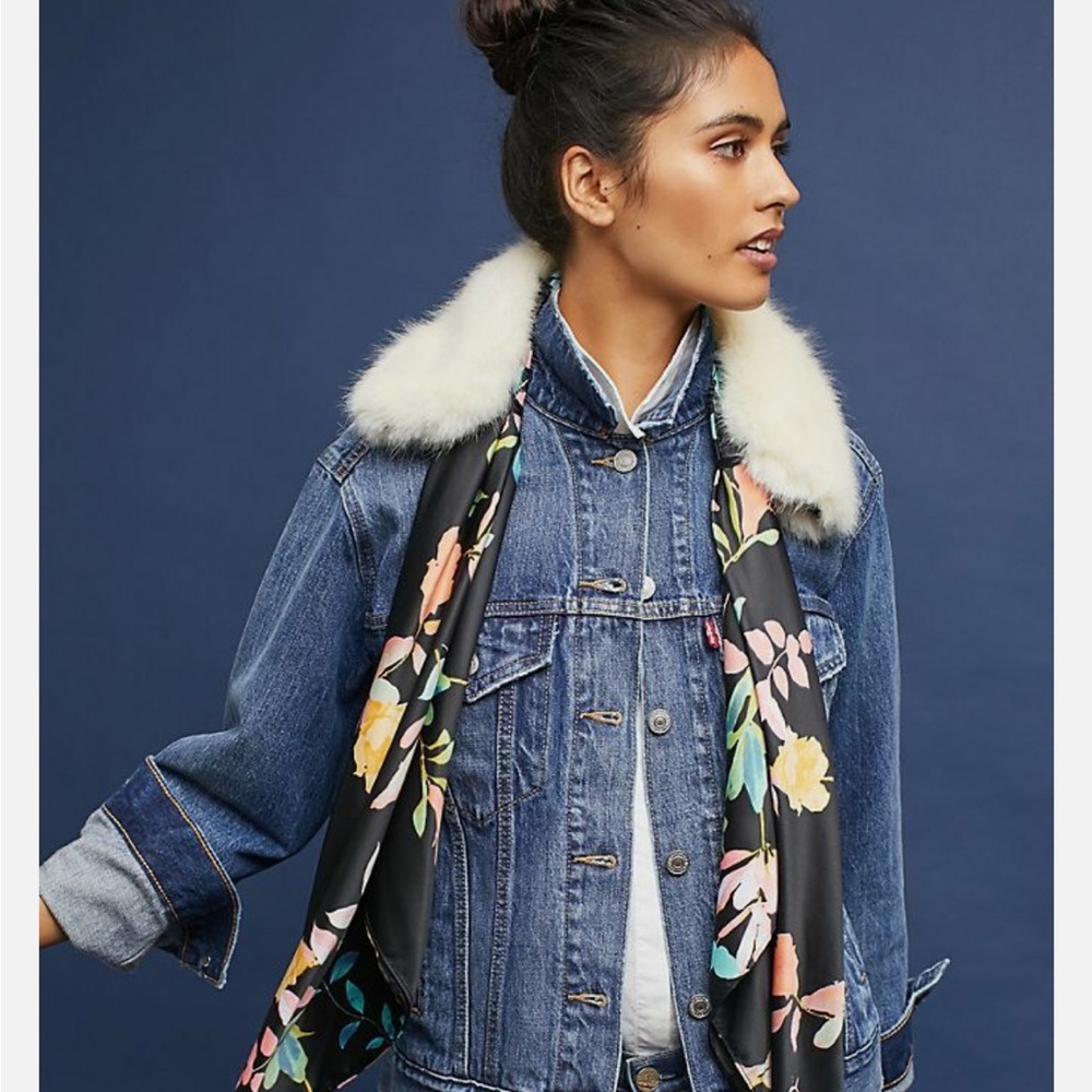 Anthro Faux Fur Collar and Floral Scarf